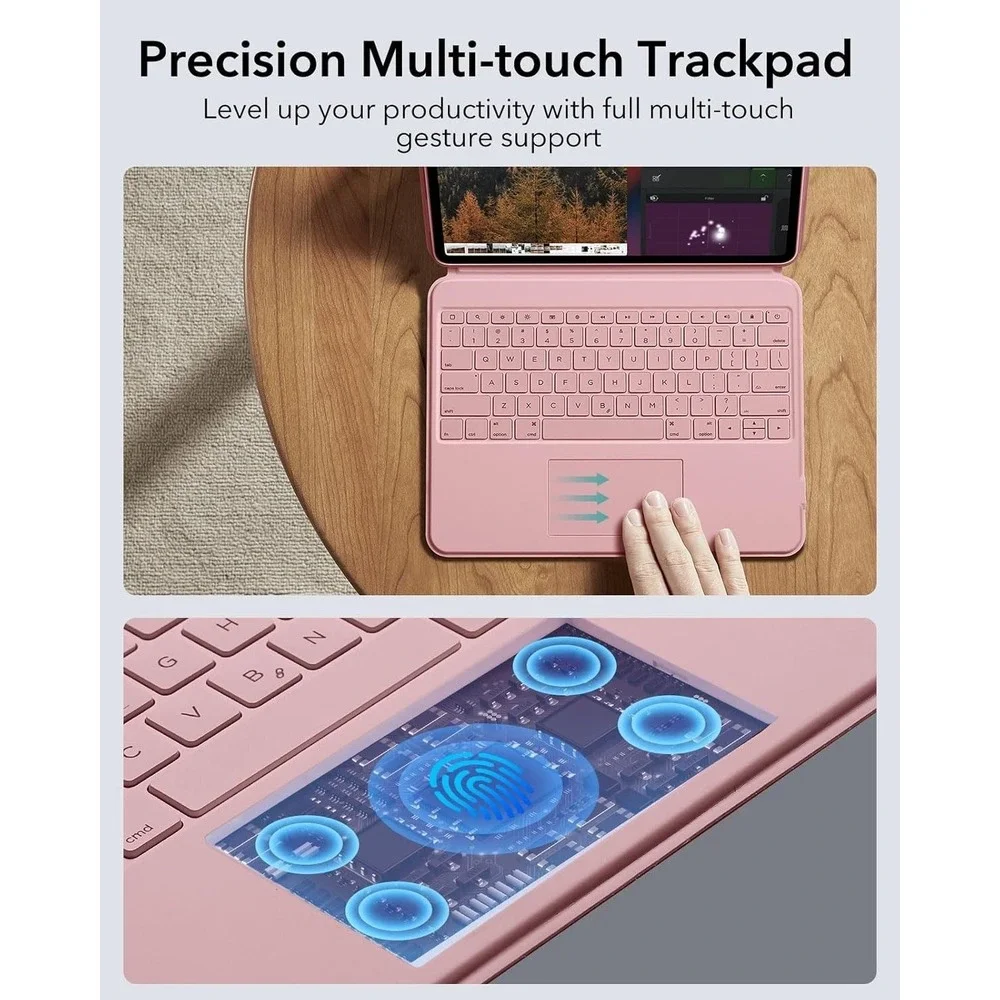 ESR iPad Air 13 Case Keyboard Pink Backlit Trackpad Detachable Stand‎
